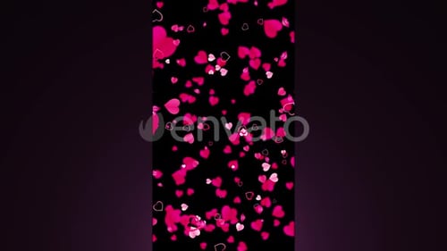 Pink Falling Hearts Vertical Overlay