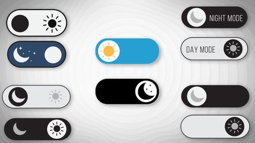 Pacote de animação do modo escuro e claro ON OFF Toggle Switch | Fundo transparente (canal alfa) 4K
