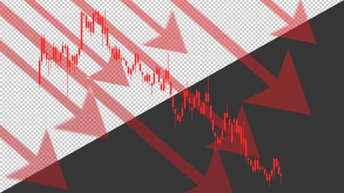 3D Arrow Down Graph | Alpha Channel