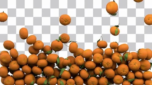 Realistic Falling Oranges Fruit Accumulation Overlay