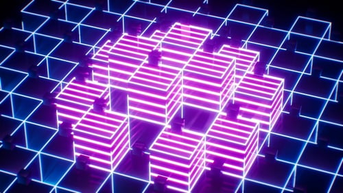 Vj Loop Bildschirmschoner mit Neonlicht, gestapelt