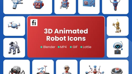 3D Animated Robot Icons