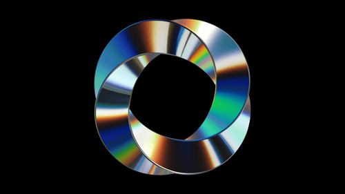 Abstract Object Torus Circle Twist Metal Steel Glossy Reflection Chrome Holographic Hologram Trance