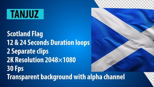 Realistic Waving Scotland Flag Alpha Channel Video Loop
