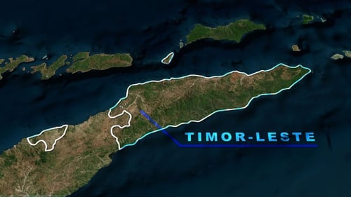 Animated World Map Zoom to Timor-Leste with Country Outline
