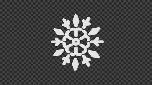 Animated 3D White Snowflake Icon Loop
