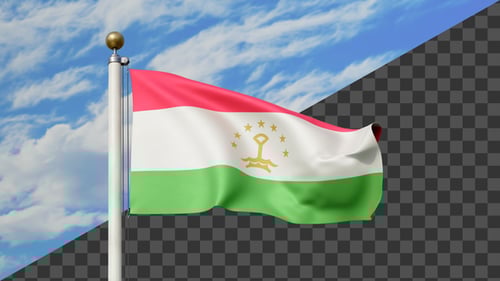 Tajikistan Flag Waving with Alpha Channel