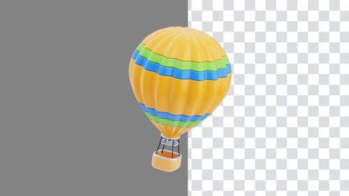 3D Animation of Hot Air Balloon Flying to the Sky | Alpha Channel