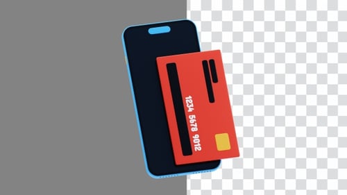 3D Animation of Secure Online Payment with Credit Card | Alpha Channel