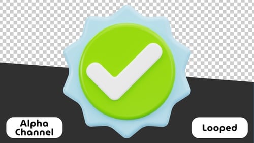 Successful Check 3D Animation – Achievement and Positive Result Symbol | Alpha Channel