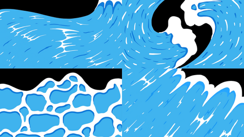 Hand-Drawn Blue Water Transitions for Dynamic Video Projects