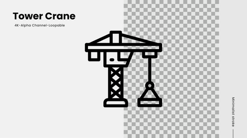 Animated Minimalist Line Art Tower Crane Icon