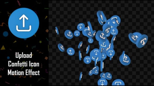 Sube el efecto de movimiento del icono de confeti