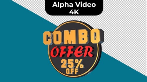 Animated 3D Combo Offer 25 Percent Off Rotating Badge