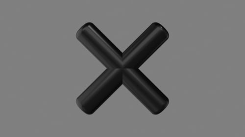 3D Animated Glossy Black Cross Mark Rotation