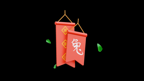 3D Chinese New Year Rabbit Character Festive Banners