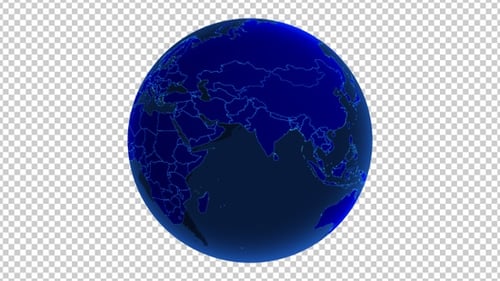 Futuristic Digital Earth Globe Rotating with Network Lines