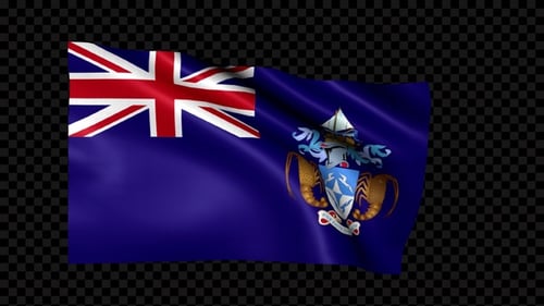 Realistic Waving Tristan da Cunha Flag 3D Loop Animation