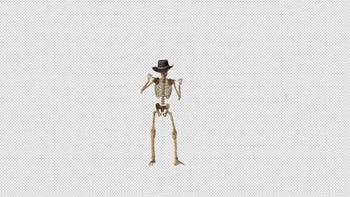 3D Animated Dancing Skeleton with Cowboy Hat on Alpha