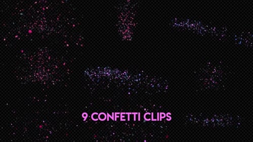 9 Colorful Confetti Explosion Clips with Alpha