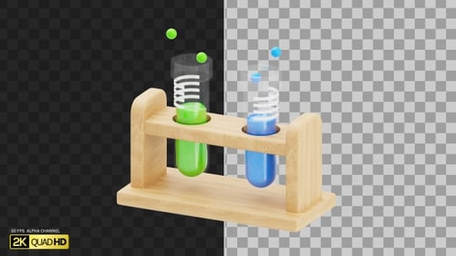 3D Bubbling Test Tubes Science Experiment | Alpha Channel