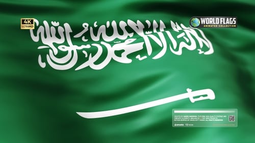 Realistic Saudi Arabian Flag Waving in Wind
