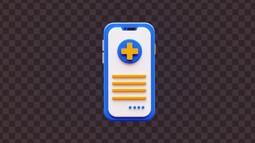 Animated Smartphone with Medical Cross Application Icon