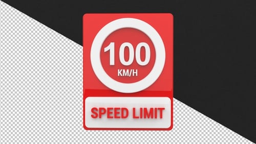 Speed sign board 100km - 4K