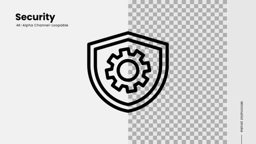 Animated Minimalist Security Shield Icon with Spinning Gear