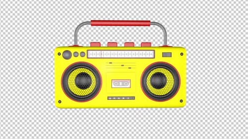 Rotating Isolated Vintage Retro Radio, Loop on Alpha Channel