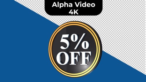 3D Rotating 5% OFF Discount Tag Animation