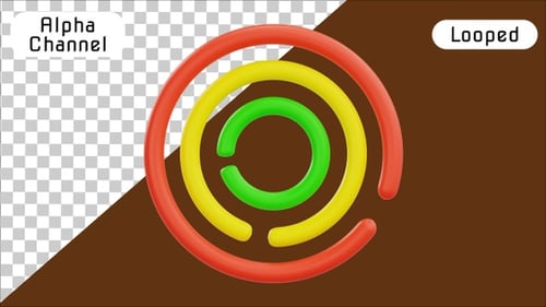 3D Colorful Spinning Circles Loader Animation | Alpha Channel