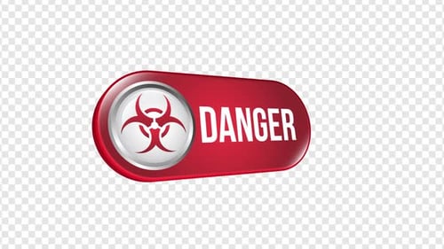 Pulsating Danger Biohazard Warning Button Animation