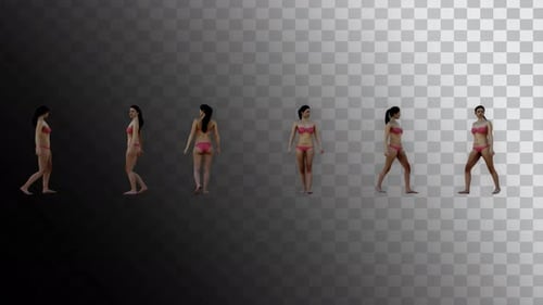 3D Animated Woman Walking and Posing in Pink Bikini