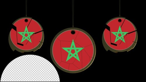 Moroccan Flag Circular Emblem Assembly and Disassembly Animation