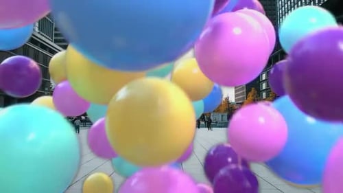 Colorful Fluid Sphere Transition for Celebrations