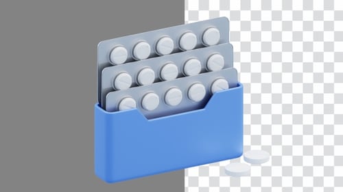 3D-Animation von Medikamentenpackungen zur sicheren Aufbewahrung von Pillen | Alpha Channel