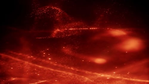 Dynamic Glowing Red Particle Trails Abstract Background