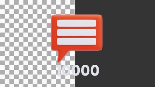 3D Animation of Comment Bubble with 10K Count | Alpha Channel