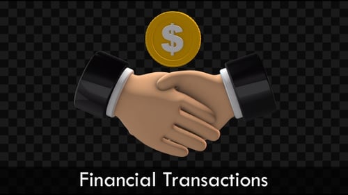3D Animated Business Handshake with Spinning Dollar Coin