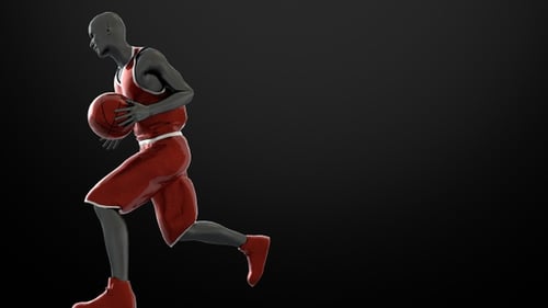 3D Animated Basketball Player Dribbling Running Alpha Channel