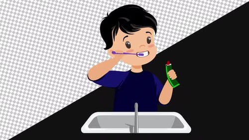 The boy brushing his teeth | Alpha Channel