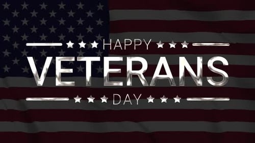 Veterans Day Metallic Kinetic Typography on American Flag