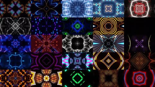 Vibrant Neon Geometric Light Tunnel Backgrounds