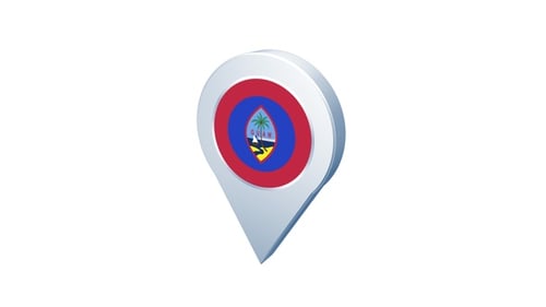 Guam Flag Rotating 3D Map Pin Location Pointer