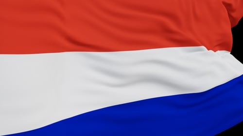 The Costa Rica flag with alpha channel waving in the wind in slow motion