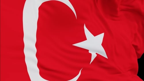 The Turkey flag with alpha channel waving in the wind in slow motion