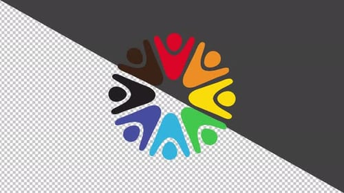 Flat Design Diverse Community Animated Logo Loop