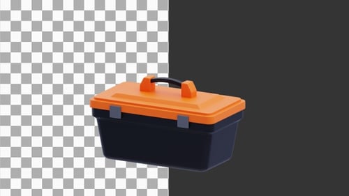 3D Animation of Portable Toolbox with Handle | Alpha Channel