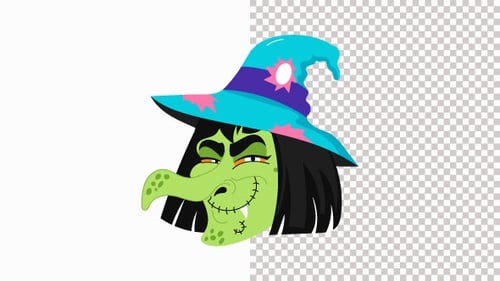 Witch With Hat Animation Alpha Channel